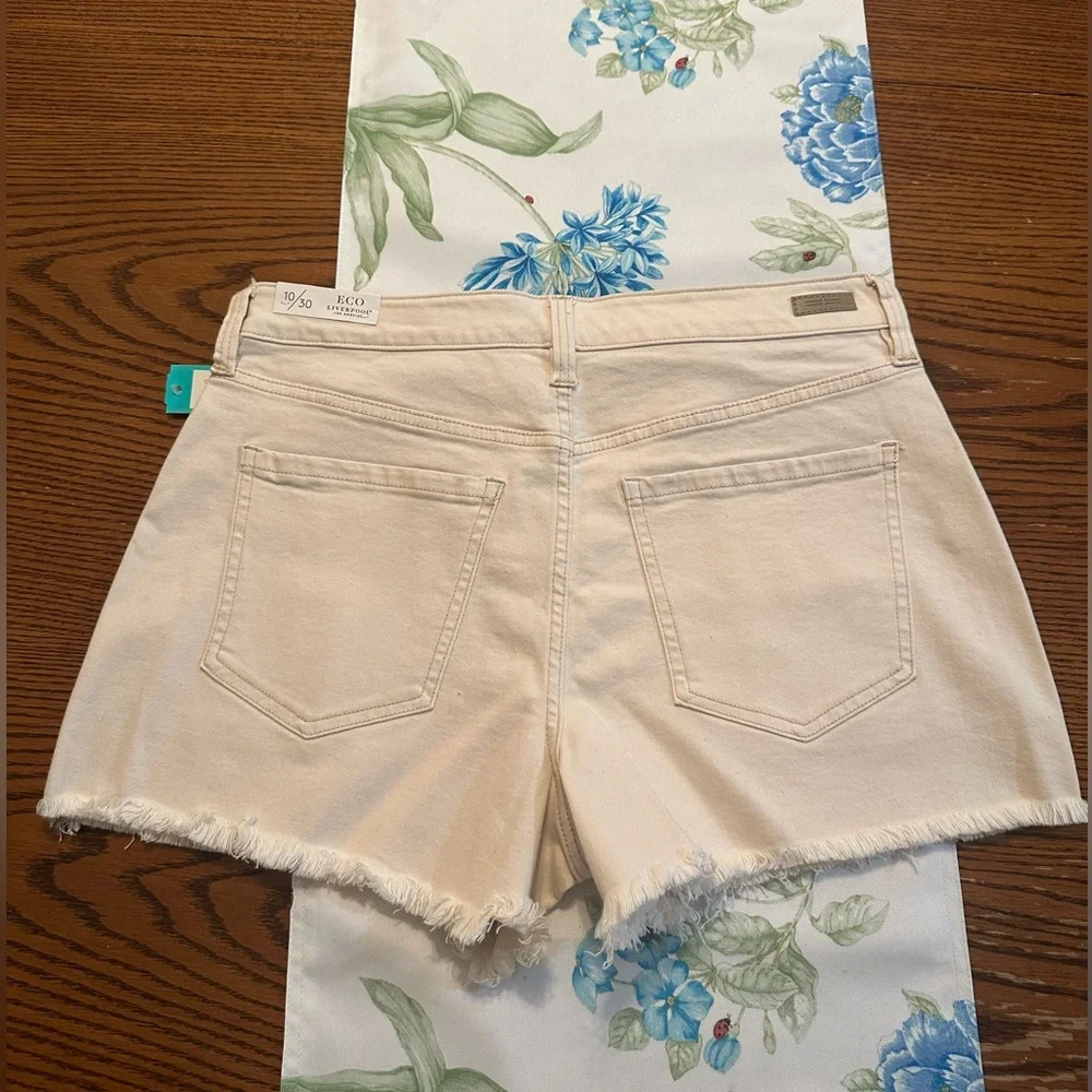 Liverpool Cream High Waist Tailored Shorts - Picture 2 of 14